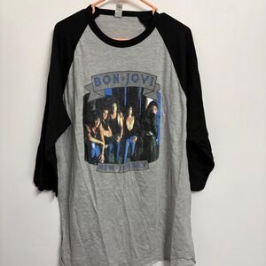 Bon Jovi New Jersey Syndicate Tour‎ Europe Raglan Baseball Tee Gray Black XL